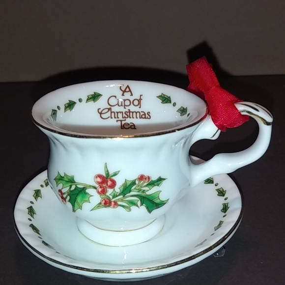 A Cup of Christmas Tea China Cup Hanging Ornament.  9A - Picture 2 of 3